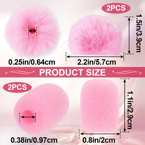 PAGOW 4 Pcs Mini Protetores de Microfone Rosa e Capa Fofa, Alta Densidade para Microfones Lavalier 1