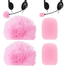 Pagow 4 pcs mini lyserød skummikrofon forruder og lodret dækning høj densitet mikrofon headset dækning lapel mikrofon forrude til lavalier mikrof
