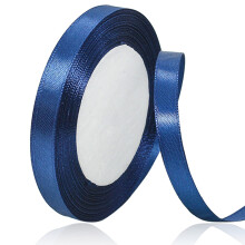 Fita de Cetim Azul Escuro 3/8 Pol x 25 Jardas, Fita de Tecido para Embalagens, Artesanato, Laços