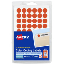 Avery Color-Coding Removable Labels  1/2 Inch Round Stickers  Neon Coral  Non-Printable  840 Dot Stickers Total (5051)