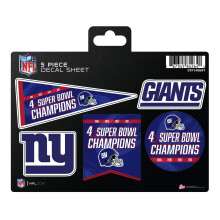 Rico Industries NFL Football New York Giants Champ 5 csomag matricalap 6"""" x 0,25""""