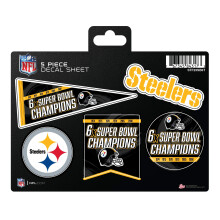 Rico Industries NFL Football Pittsburgh Steelers Champ 5 csomagos matricalap 6"""" x 0,25""""