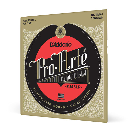 D'Addario Guitar Strings - Pro-Arte Classical Guitar Strings - EJ45LP - Nylon Guitar Strings - Silver Plated Wrap Composite Core Clear Nylon Tr