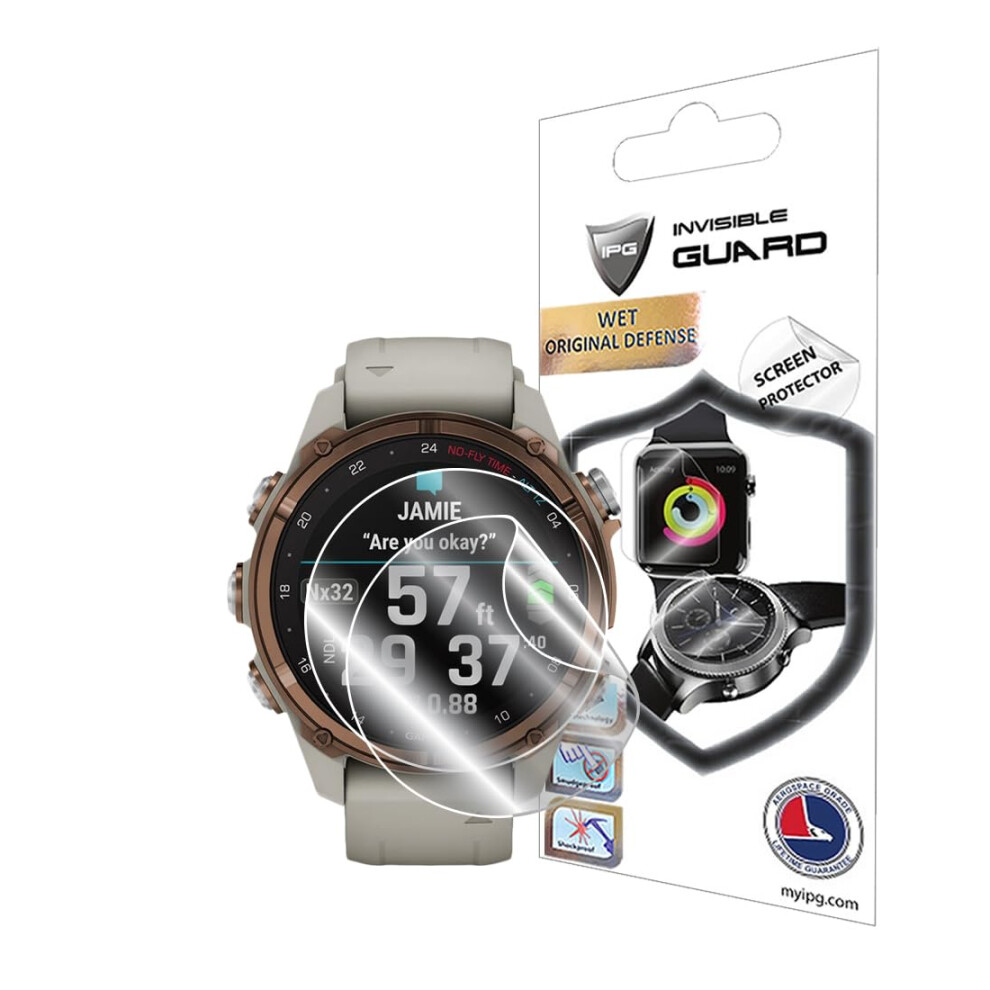 Protection d'écran hydrogel IPG pour Garmin Descent Mk3 - Mk3i (dimensions du boîtier : 43 mm) (2 unités) Film transparent HD invisible anti-rayu