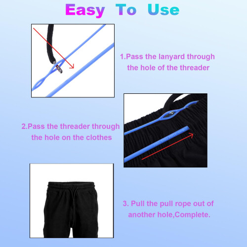 2 Pcs Plastic Flexible Drawstring Threader 58.2cm/23in Hoodie String Threader Drawstring Replacement Quick & Easy Drawstring Threader Tool for Sweatp 2