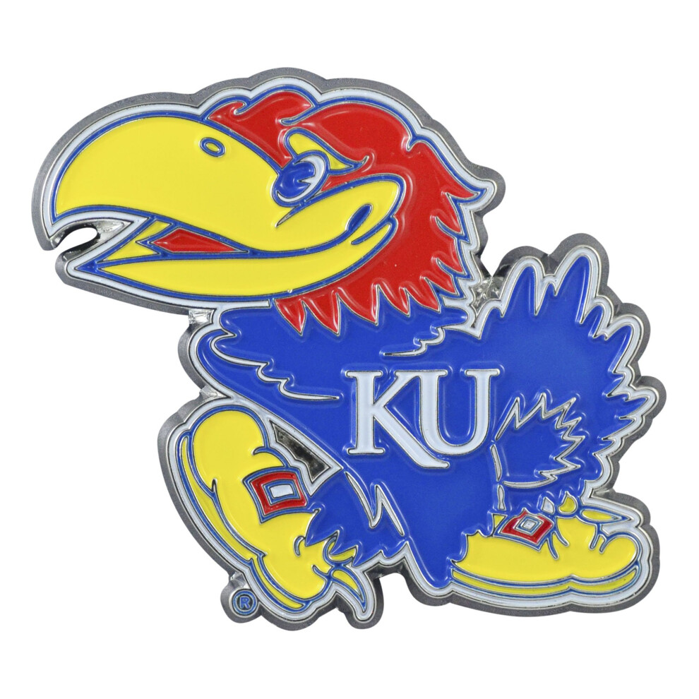 Fanmats 22219 Kansas Jayhawks 3D Color Metal Emblem Diecut Team Logo Auto Emblem 842281122190