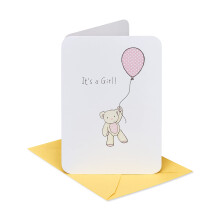 American Greetings New Baby Girl Card (bj?rn med ballon)