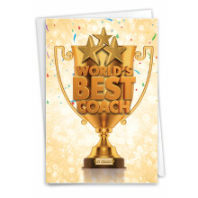 NobleWorks - 1 bedankkaart voor leraren en coaches - Teamsport Dankbaarheid School Atleet Waardering Notitiekaart met envelop - 's Werelds beste coac