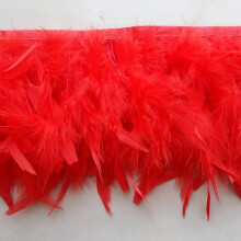 Sowder Fransenbesatz mit Truthahnfedern f?r Partys, Hochzeitskleider, N?hen, Basteln, Kost?me, Dekoration, 2 Yards (rot)