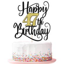 boldog 47. szletsnapi torta fedo 47 szletsnapi party tortadsz (fekete s arany villansok 47.)