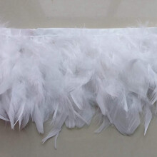Sowder Fransenbesatz mit Truthahnfedern f?r Partys, Hochzeitskleider, N?hen, Basteln, Kost?me, Dekoration, 2 Yards (wei?)