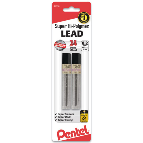 Pentel Pentel Super Hi-Polymer ledningar 0,2 mm HB 24 ledningar per rr