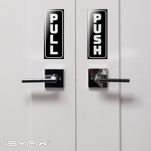 iSYFIX Adesivos de Sinalização Push Pull - 2 Pacotes 2.8x7 polegadas - Autocolantes Verticais, Preto/Branco 1