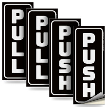 Samolepky iSYFIX Push Pull Stickers Sign 2 balen 2,8 x 7 palcu Vertikln samolepic samolepic cerno/bl vinylov samolepka na dvere v obchodn