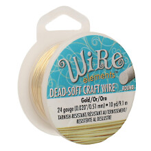 The Beadsmith Wire Elements Craft Wire - Aanslagbestendig Zacht Temper Rond Goudkleur - 0,51 mm 24 Gauge 10 Yard Spool - Sieraden maken Draadwikkelen