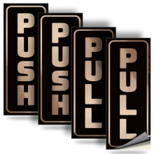 Samolepky iSYFIX Push Pull Stickers Sign - 2 Pack 2,8 x 7 palcu - Vertikln samolepic samolepic kartcovan zlat/cern vinylov samolepka na dver