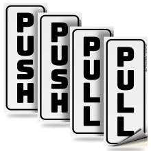 Samolepky iSYFIX Push Pull Stickers Sign - 2 Pack 2x5 palcu - Vertikln samolepic samolepic bl/cern vinylov samolepka na dvere v obchodnch ob