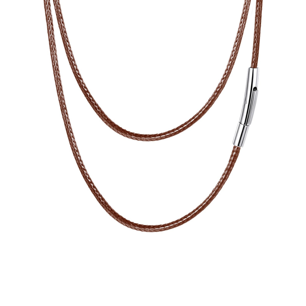 Faithheart Pleciony Skrzany Naszyjnik Ze Sznurka Z Zatrzaskiem Ze Stali Nierdzewnej 3Mm Mezczyzni Diy Tkany Lancuszek Z Woskowanej Liny Na Wisio-image