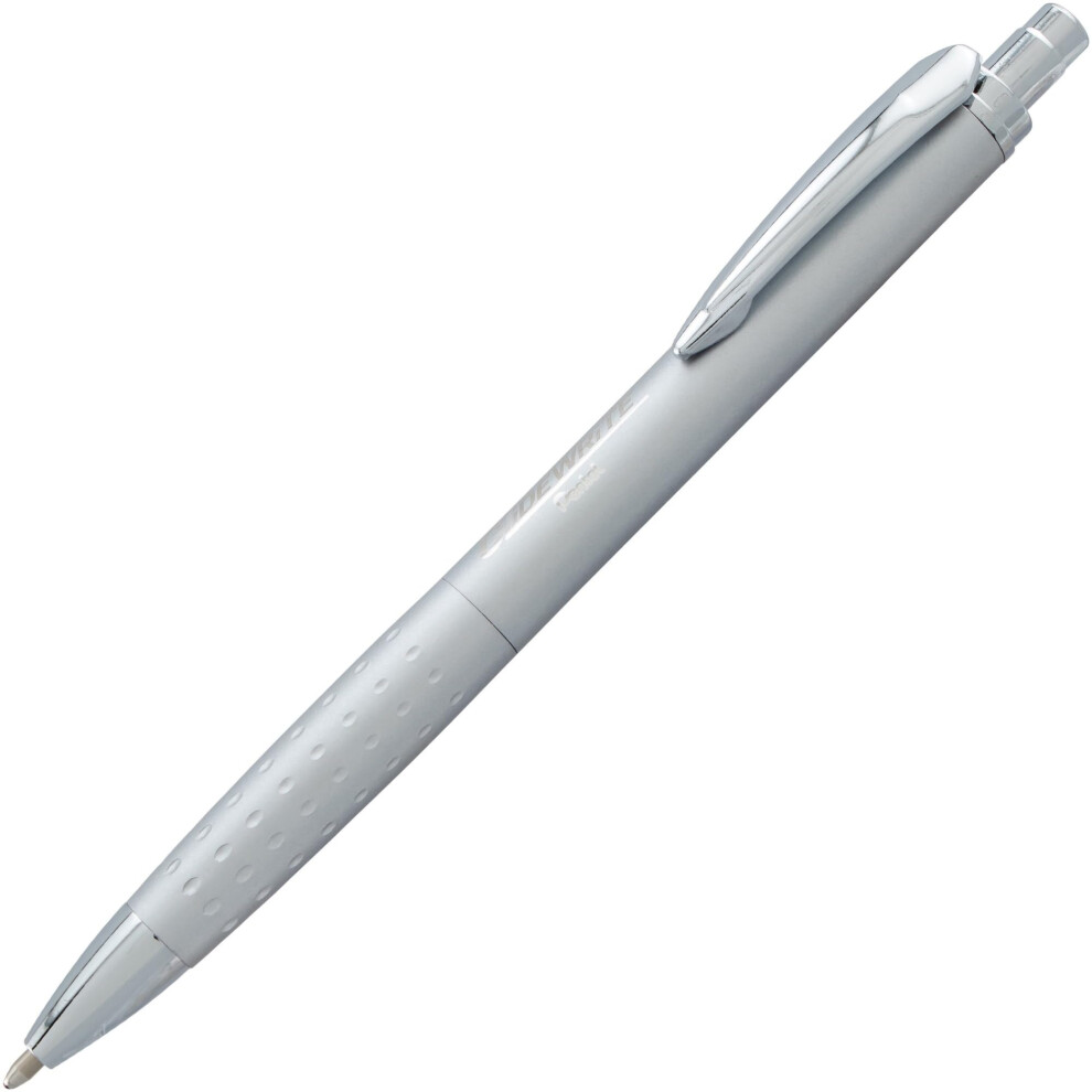 Pentel Glidewrite Executive Ballpoint Pen (1.0Mm) Medium Silver Metal Barrel Black Ink Pack Of 1 (Bx970zbp)