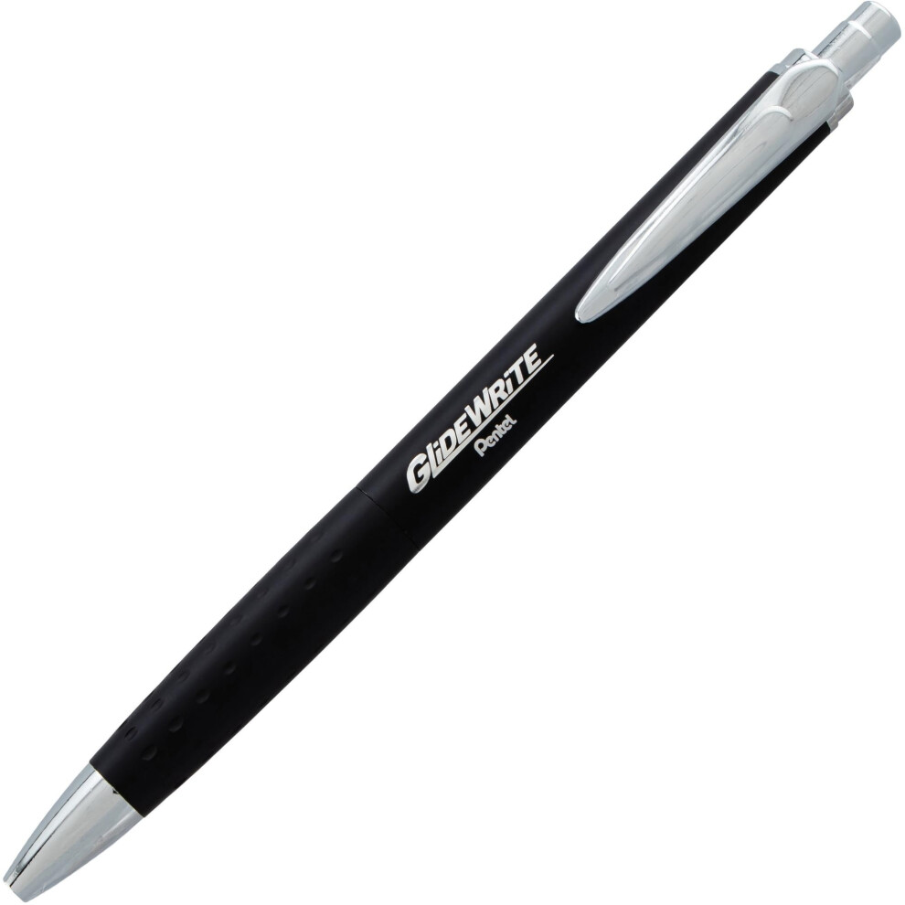 Pentel Glidewrite Executive Ballpoint Pen (1.0Mm) Medium Black Metal Barrel Black Ink Pack Of 1 (Bx970abp)