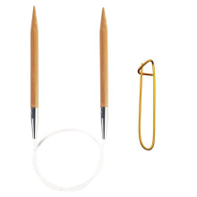 ChiaoGoo Bamboo Patina 24palcov (61cm) kruhov pletac jehlice US velikost 15 (10mm) 2024-15 s drkem stehu