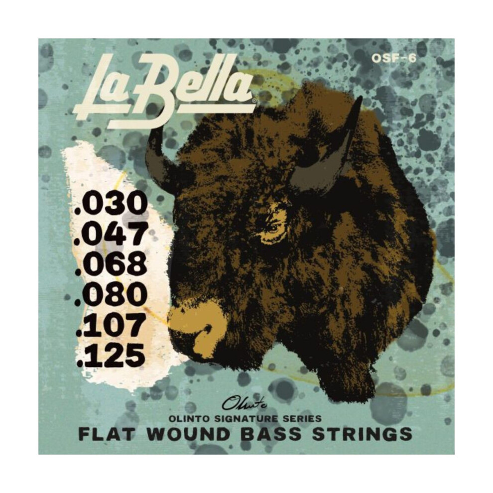 La Bella OSF-6 Olinto Signature Flat Wound Basgitaarset Met 6 Snaren 30-125-image