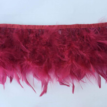 Sowder Fransenbesatz mit Truthahnfedern f?r Partys, Hochzeitskleider, N?hen, Basteln, Kost?me, Dekoration, 2 Yards (Burgunderrot)