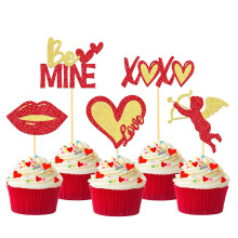 24 db Valentin-napi tortafeltt Valentin-napi dekorcihoz Legyen az enym szerelmes szv Valentin-napi cupcake-vlogats des szerelem tmj partid