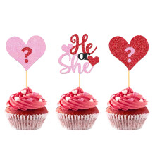 24 DB Valentin-napi He or She Cupcake Fedok a nemek kztti klnbsgekhez Fik vagy lnyok Nem Reveal Cupcake Fetetek Valentin-napi Baby Shower deko