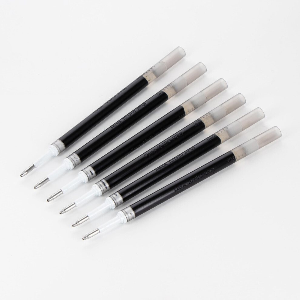 Pentel Refill Ink - for EnerGel Gel Pen  1.0mm Metal Tip  Bold  Black Ink  Pack of 6 Refills (LR10-6A)