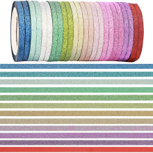 YUKUNTANG Glitter Washi Tape Set 24 rol 3 mm x 132 yardu Metalick flie Jiskriv dekorativn pska pro kutily Scrapbooking Journaling Drkov balen