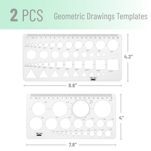 Template de Círculo Mr. Pen - 2pcs Estêncil para Desenho e Formas Geométricas 1