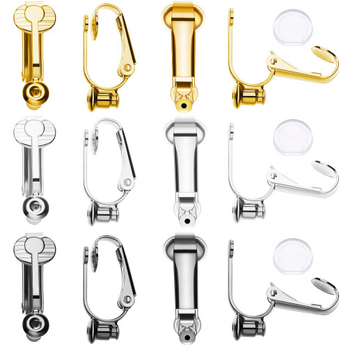 18 componenti per orecchini a clip con perno per orecchie non forate, 3 colori e comodi cuscinetti per orecchini