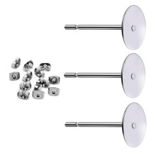 400pcs Alfinetes de Orelha de Aço Inoxidável Hipolalérgicos com Base Lisa para Criação de Joias (6mm)