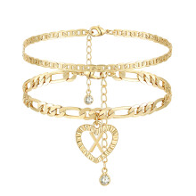 YANODA Initial Enkelbandjes voor Dames 14K Vergulde Gelaagde Figaro Ketting Letter Initial Enkelbanden Handgemaakte Gelaagde Hart Enkelbandjes Gepers