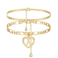 YANODA Initial Enkelbandjes voor Dames 14K Vergulde Gelaagde Figaro Ketting Letter Initial Enkelbanden Handgemaakte Gelaagde Hart Enkelbandjes Gepers
