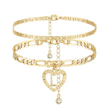 YANODA Initial Enkelbandjes voor Dames 14K Vergulde Gelaagde Figaro Ketting Letter Initial Enkelbanden Handgemaakte Gelaagde Hart Enkelbandjes Gepers