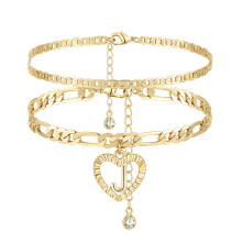 YANODA Initial Enkelbandjes voor Dames 14K Vergulde Gelaagde Figaro Ketting Letter Initial Enkelbanden Handgemaakte Gelaagde Hart Enkelbandjes Gepers