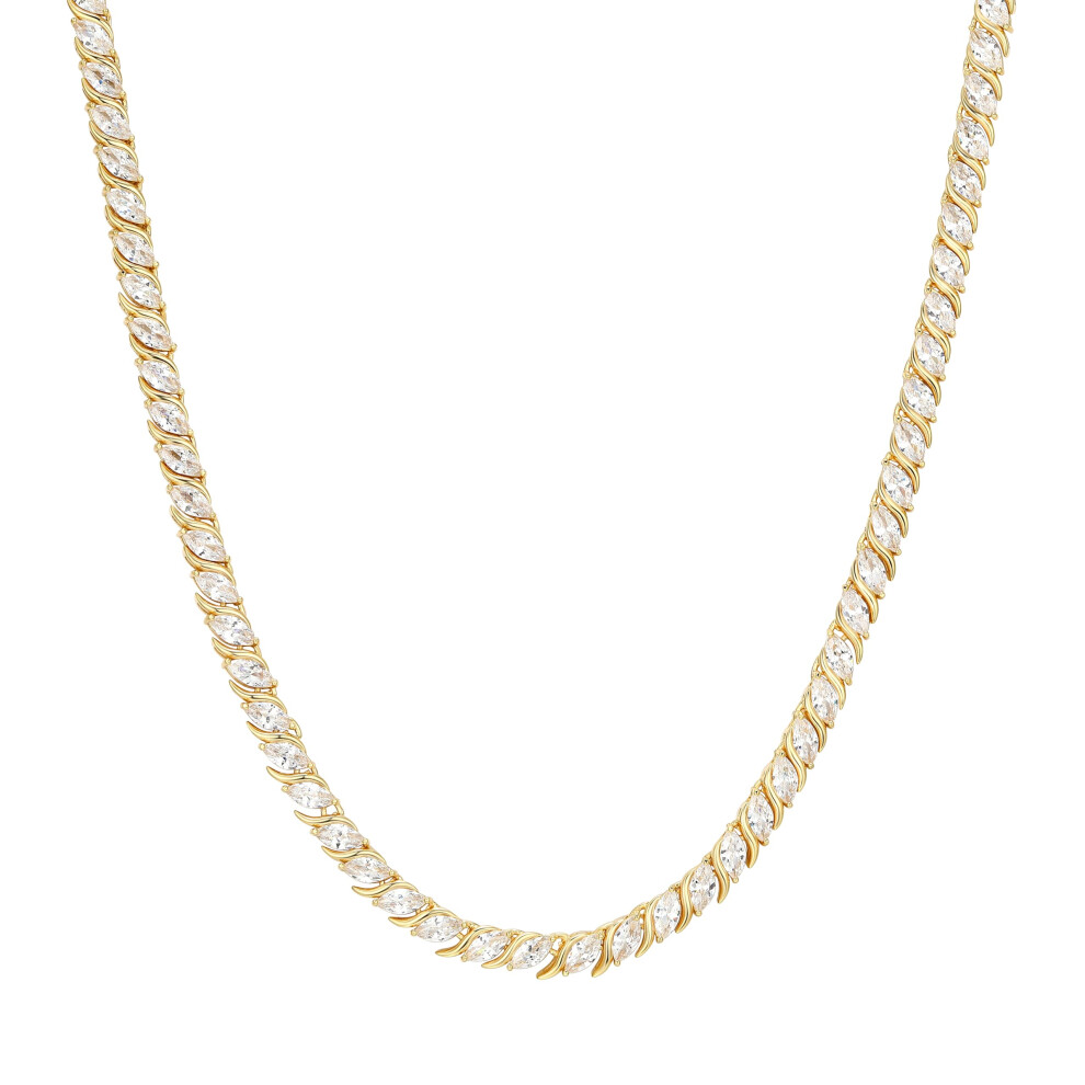 Amazon Essentials Cubic Zirconia Wave Tennis Necklace in 18k Gold Plated Sterling Silver  Yellow  18