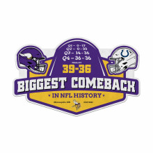 Rico Industries NFL Minnesota Vikings Biggest Comeback Ever Shape Cut Pennant Shape Cut Pennant - Home and Living Room D?cor - Soft Felt EZ to Hang Wh