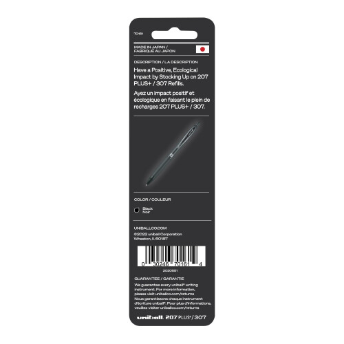 Uni-Ball Uniball 207+ Plus Pen Refills  0.7mm Medium Point  Black Ink  6 Refills 1