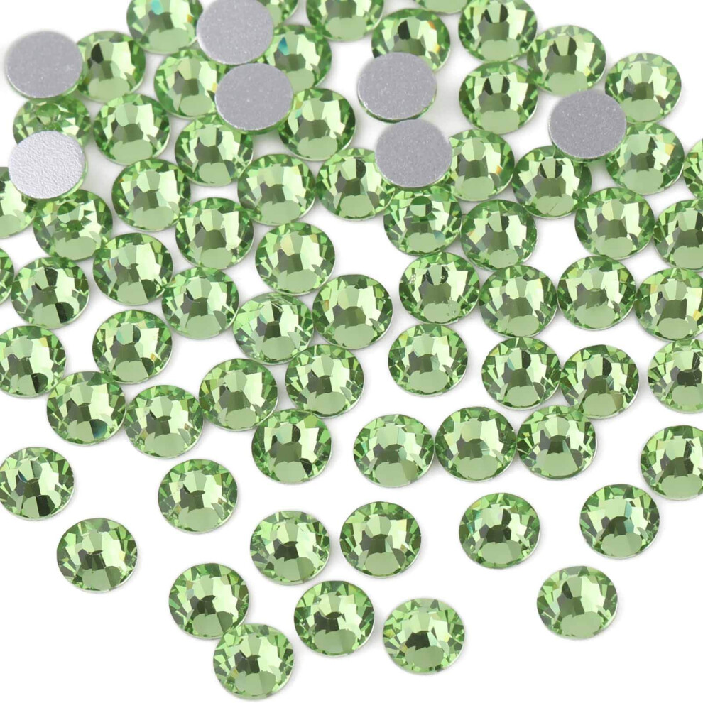 Beadsland, Strass Di Cristallo A Fondo Piatto, Gemme Rotonde Per Nail Art E Artigianato, Colla Fissa, Verde Chiaro (6,4-6,6 Mm), SS30/288 Pezzi-image