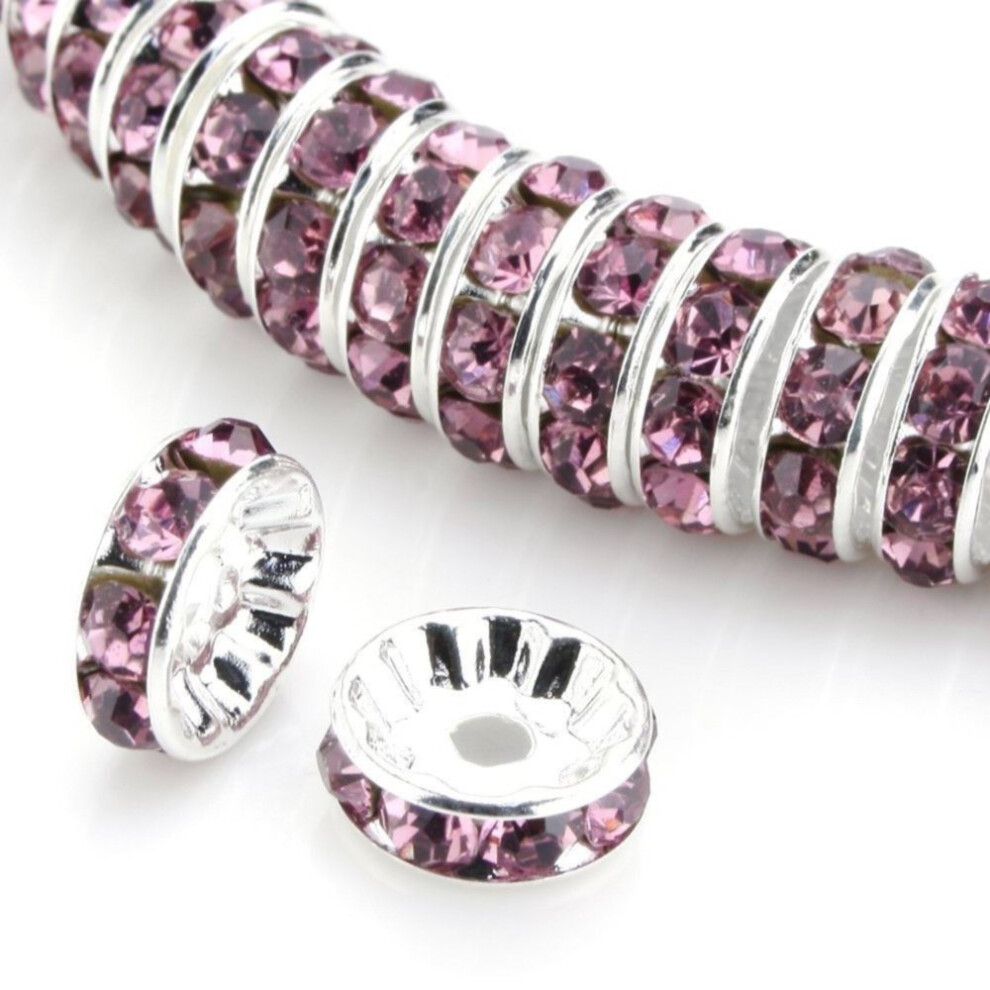 200 Sztuk Adabele Klasy A 6Mm Krysztal Rhinestone Rondelle Luzne Koraliki (Ametystowy Fiolet) Srebro Platerowane Przekladka Dla Majsterkowiczw Rekod-image