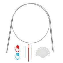 24 tommer (60 cm) cirkul?r strikkepind i rustfrit st?l st?rrelse US 3 (3,25 mm) Metal strikkepinde s?t til fremstilling af sweatersjalt?rkl?de