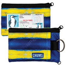 Chums Surfshorts Wallet - Lightweight Slim Wallet with RFID Blocking Card & Clear ID Window - Zippered Minimalist Wallet w/Key Ring (Yellowfin)