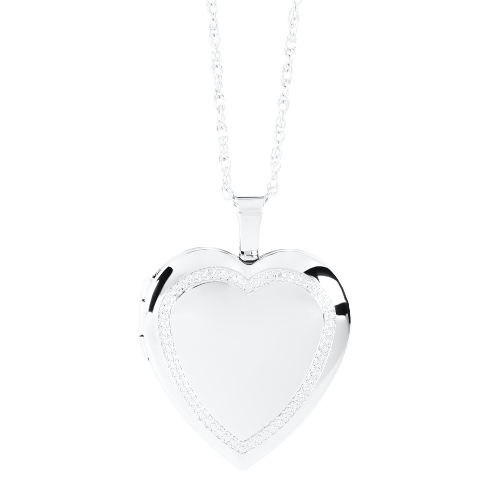Amazon Essentials Womens Polished Heart Locket Necklace  18""""  Silver