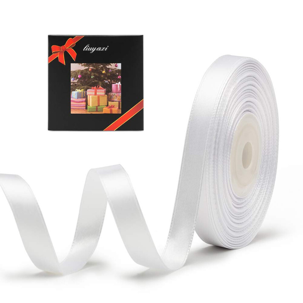 Einfarbiges Wei?Es Satinband, 1,27 Cm X 22,8 M, B?Nder, Perfekt Zum Basteln, F?R Haarschleifen, Geschenkverpackungen, Hochzeits- Und Partydekorat-image