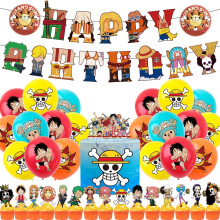(37PCS)One Piece Motiv Kindergeburtstag Party Zubehör Home Dekoration Banner Kit Luftballons