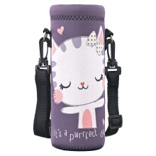 RICHEN Neoprene Water Bottle Carrier Bag with Adjustable Shoulder Strap Insulated Water Bottle Cover for 500ml/16oz Stainless Steel/Glass/Plastic Bot