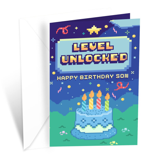 Biglietto Di Auguri Di Compleanno Per Figlio, UK Greetings, Con Messaggio Sincero E Lamina Blu